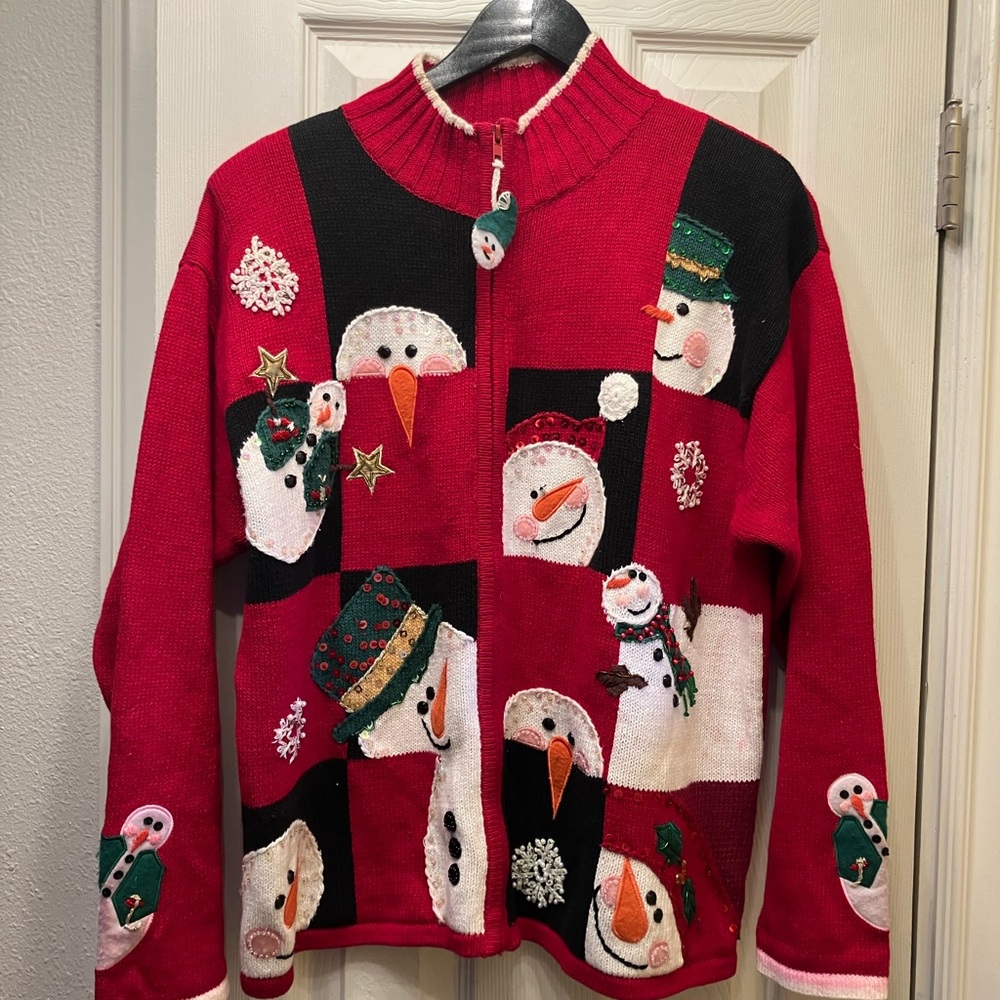 Vintage Christmas Sweater Snowmen Tiara International